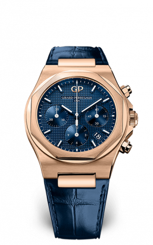 Girard-Perregaux Laureato 38 Chronograph Pink Gold / Blue/ Alligator 81040-52-432-BB4A Girard-Perregaux Laureato 38 Chronograph Pink Gold / Blue/ Alligator 81040-52-432-BB4A