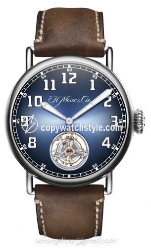 H. Moser & Cie Heritage Tourbillon Stainless Steel / Funky Blue 8804-1200 H. Moser & Cie Heritage Tourbillon Stainless Steel / Funky Blue 8804-1200