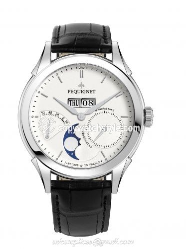Pequignet Rue Royale Moonphase Stainless Steel / Silver / Black Alligator 9010433CN Pequignet Rue Royale Moonphase Stainless Steel / Silver / Black Alligator 9010433CN