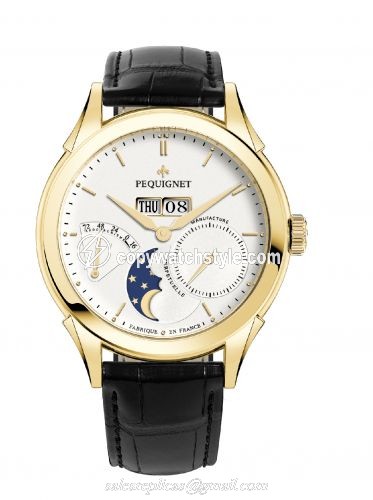 Pequignet Rue Royale Moonphase Yellow Gold / Silver / Black Alligator 9011438CN Pequignet Rue Royale Moonphase Yellow Gold / Silver / Black Alligator 9011438CN