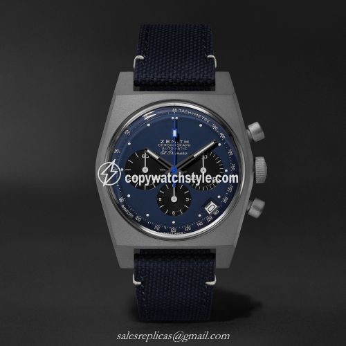 Zenith El Primero A384 Edge of Space Titanium / Blue / Rubber 97.A384.400/27.C821 Zenith El Primero A384 Edge of Space Titanium / Blue / Rubber 97.A384.400/27.C821