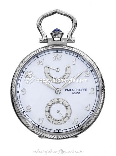 Patek Philippe Pocket Watch Lepine Power Reserve White Gold / Horses 982/132G Patek Philippe Pocket Watch Lepine Power Reserve White Gold / Horses 982/132G