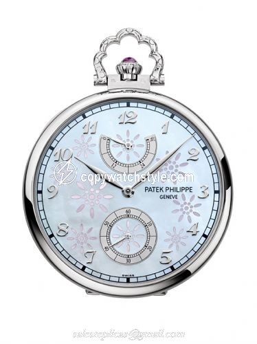Patek Philippe Pocket Watch Lepine Power Reserve White Gold / Geisha under a Cherry Tree 982/140G Patek Philippe Pocket Watch Lepine Power Reserve White Gold / Geisha under a Cherry Tree 982/140G