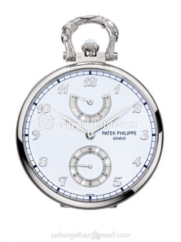 Patek Philippe Pocket Watch Lepine Power Reserve White Gold / Winter Owl 982/146G Patek Philippe Pocket Watch Lepine Power Reserve White Gold / Winter Owl 982/146G