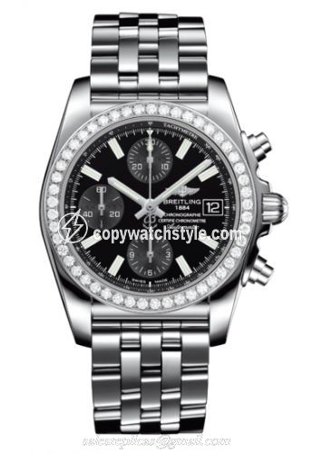 Breitling Chronomat 38 SleekT Stainless Steel / Diamond / Black / Bracelet A1331053/BD92/385A