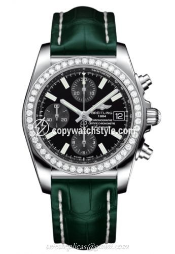 Breitling Chronomat 38 SleekT Stainless Steel / Diamond / Black / Alligator A1331053/BD92/772P