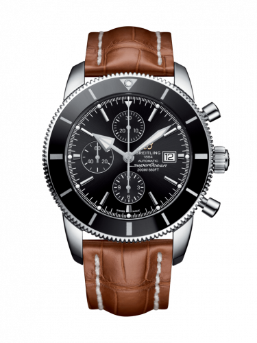 Breitling Superocean Heritage II 46 Chronograph Stainless Steel / Black / Black / Croco / Pin A1331212/BF78/754P/A20BA.1 Breitling Superocean Heritage II 46 Chronograph Stainless Steel / Black / Black / Croco / Pin A1331212/BF78/754P/A20BA.1