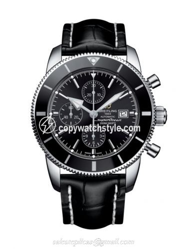 Breitling Superocean Heritage II 46 Chronograph Stainless Steel / Black / Black / Croco / Pin A1331212/BF78/760P/A20BA.1 Breitling Superocean Heritage II 46 Chronograph Stainless Steel / Black / Black / Croco / Pin A1331212/BF78/760P/A20BA.1