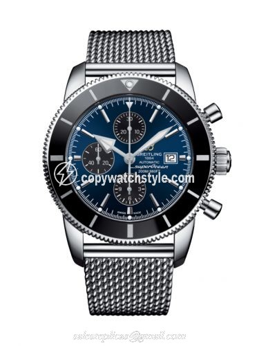 Breitling Superocean Heritage II 46 Chronograph Stainless Steel / Black / Blue / Milanese A1331212/C968/152A Breitling Superocean Heritage II 46 Chronograph Stainless Steel / Black / Blue / Milanese A1331212/C968/152A