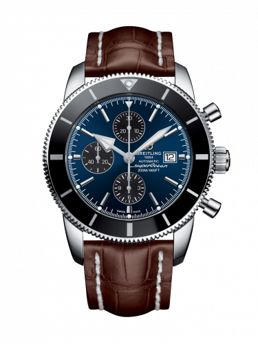 Breitling Superocean Heritage II 46 Chronograph Stainless Steel / Black / Blue / Croco / Pin A1331212/C968/756P/A20BA.1 Breitling Superocean Heritage II 46 Chronograph Stainless Steel / Black / Blue / Croco / Pin A1331212/C968/756P/A20BA.1