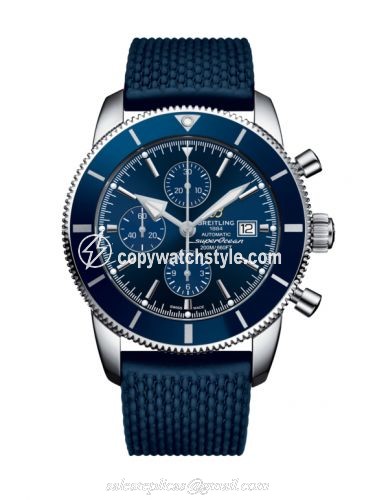 Breitling Superocean Heritage II 46 Chronograph Stainless Steel / Blue / Blue / Rubber / Pin A1331216/C963/277S Breitling Superocean Heritage II 46 Chronograph Stainless Steel / Blue / Blue / Rubber / Pin A1331216/C963/277S