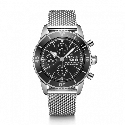 Breitling Superocean Heritage II Chronograph 44 Stainless Steel / Black / Milanese A13313121B1A1