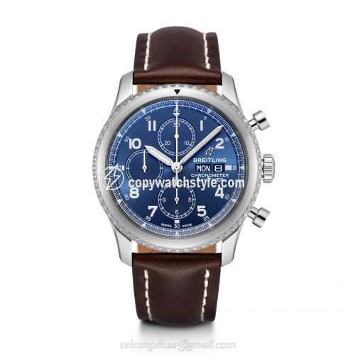 Breitling Navitimer 8 Chronograph 43 Stainless Steel / Blue / Brown Calf A13314101C1X2 Breitling Navitimer 8 Chronograph 43 Stainless Steel / Blue / Brown Calf A13314101C1X2