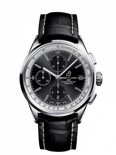 Breitling Premier Chronograph 42 Stainless Steel / Black / Croco Black / Folding A13315351B1P1