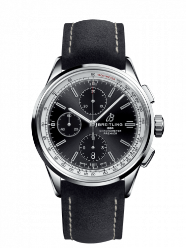 Breitling Premier Chronograph 42 Stainless Steel / Black / Nubuck Black / Folding A13315351B1X1