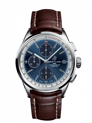 Breitling Premier Chronograph 42 Stainless Steel / Blue / Croco Brown / Folding A13315351C1P1 Breitling Premier Chronograph 42 Stainless Steel / Blue / Croco Brown / Folding A13315351C1P1