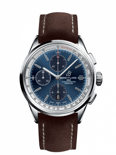 Breitling Premier Chronograph 42 Stainless Steel / Blue / Nubuck Brown / Folding A13315351C1X1 Breitling Premier Chronograph 42 Stainless Steel / Blue / Nubuck Brown / Folding A13315351C1X1