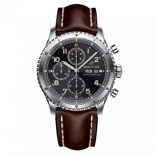 Breitling Aviator 8 Chronograph 43 Stainless Steel / Black / Calf / Pin A13316101B1X3 Breitling Aviator 8 Chronograph 43 Stainless Steel / Black / Calf / Pin A13316101B1X3