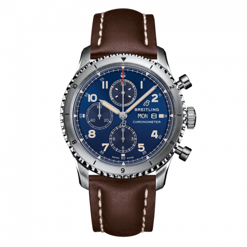 Breitling Aviator 8 Chronograph 43 Stainless Steel / Blue / Calf / Folding A13316101C1X4 Breitling Aviator 8 Chronograph 43 Stainless Steel / Blue / Calf / Folding A13316101C1X4
