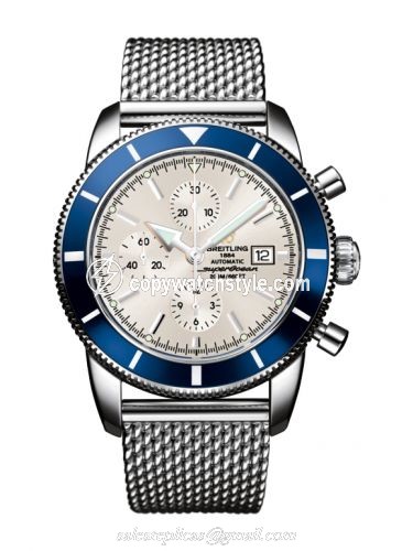 Breitling Superocean Heritage 46 Chronograph Stainless Steel / Blue / Stratus Silver / Milanese A1332016.G698.152A Breitling Superocean Heritage 46 Chronograph Stainless Steel / Blue / Stratus Silver / Milanese A1332016.G698.152A