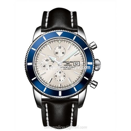 Breitling Superocean Heritage 46 Chronograph Stainless Steel / Blue / Stratus Silver / Calf A1332016.G698.441X Breitling Superocean Heritage 46 Chronograph Stainless Steel / Blue / Stratus Silver / Calf A1332016.G698.441X