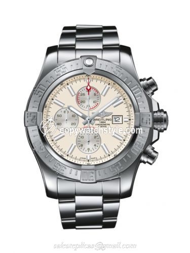Breitling Super Avenger II Stainless Steel / Stratus Silver / Bracelet A13371111G1A1