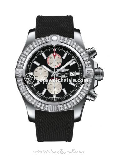 Breitling Super Avenger II Stainless Steel / Diamond / Volcano Black / Military / Pin A1337153/BC29/104W/A20BA.1