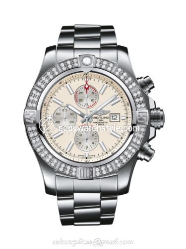 Breitling Super Avenger II Stainless Steel / Diamond / Stratus Silver / Bracelet A1337153/G779/168A Breitling Super Avenger II Stainless Steel / Diamond / Stratus Silver / Bracelet A1337153/G779/168A