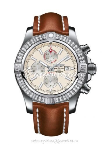 Breitling Super Avenger II Stainless Steel / Diamond / Stratus Silver / Calf / Pin A1337153/G779/439X/A20BA.1 Breitling Super Avenger II Stainless Steel / Diamond / Stratus Silver / Calf / Pin A1337153/G779/439X/A20BA.1