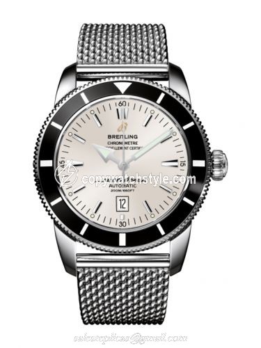 Breitling Superocean Heritage 46 Stainless Steel / Black / Stratus Silver / Milanese A1732024.G642.152A Breitling Superocean Heritage 46 Stainless Steel / Black / Stratus Silver / Milanese A1732024.G642.152A
