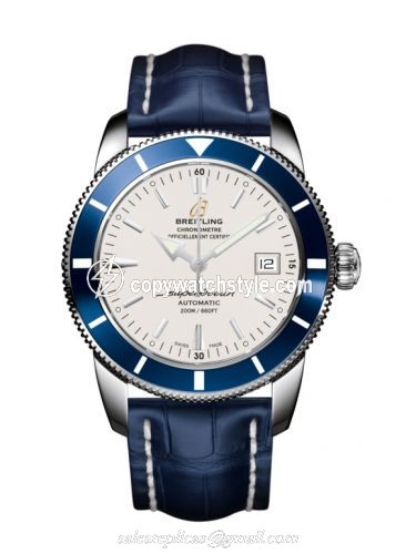 Breitling Superocean Heritage 42 Stainless Steel / Blue / Stratus Silver / Croco A1732116.G717.731P Breitling Superocean Heritage 42 Stainless Steel / Blue / Stratus Silver / Croco A1732116.G717.731P