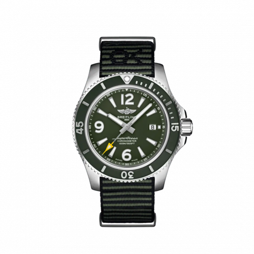 Breitling Superocean 44 Stainless Steel / Green / NATO / OuterKnown A17367A11L1W1 Breitling Superocean 44 Stainless Steel / Green / NATO / OuterKnown A17367A11L1W1
