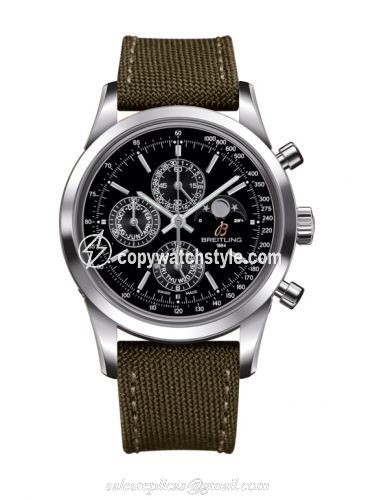 Breitling Transocean Chronograph 1461 Stainless Steel / Black / Military / Pin A1931012/BB68/106W/A20BA.1