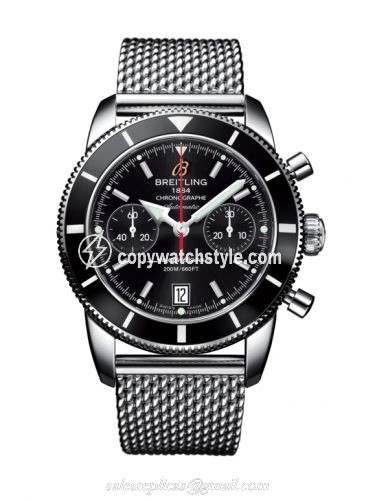 Breitling Superocean Heritage 44 Chronograph Stainless Steel / Black / Black / Milanese A2337024.BB81.154A Breitling Superocean Heritage 44 Chronograph Stainless Steel / Black / Black / Milanese A2337024.BB81.154A
