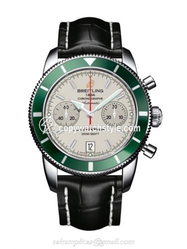 Breitling Superocean Heritage 44 Chronograph Stainless Steel / Green / Silver / Croco A2337036.G753.743P Breitling Superocean Heritage 44 Chronograph Stainless Steel / Green / Silver / Croco A2337036.G753.743P