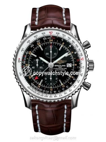 Breitling Navitimer World Stainless Steel / Black / Croco / Pin A2432212/B726/756P/A20BA.1 Breitling Navitimer World Stainless Steel / Black / Croco / Pin A2432212/B726/756P/A20BA.1