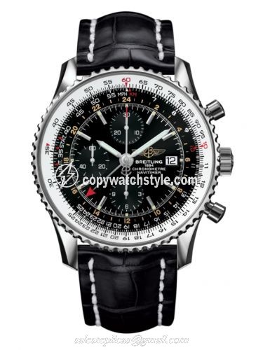 Breitling Navitimer World Stainless Steel / Black / Croco / Pin A24322121B1P1 Breitling Navitimer World Stainless Steel / Black / Croco / Pin A24322121B1P1