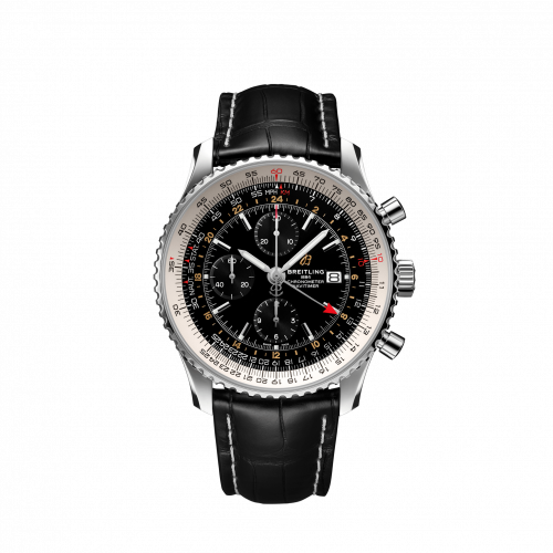 Breitling Navitimer 1 Chronograph GMT Stainless Steel / Black / Croco / Folding A24322121B2P2 Breitling Navitimer 1 Chronograph GMT Stainless Steel / Black / Croco / Folding A24322121B2P2