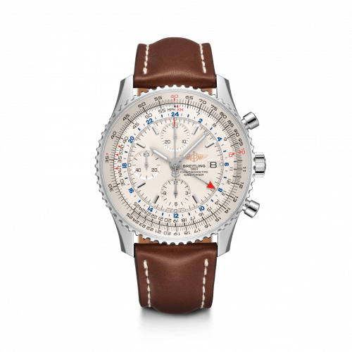 Breitling Navitimer World Stainless Steel / Silver / Calf / Pin A24322121G1X1