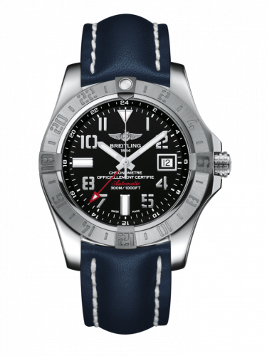 Breitling Avenger II GMT Stainless Steel / Volcano Black / Calf / Pin A3239011/BC34/105X/A20BA.1