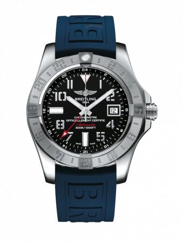 Breitling Avenger II GMT Stainless Steel / Volcano Black / Rubber / Pin A3239011/BC34/158S/A20S.1