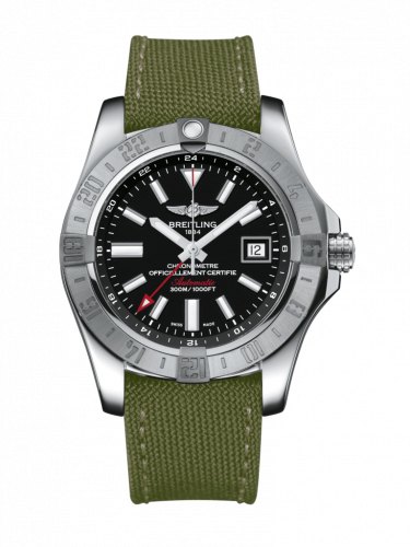 Breitling Avenger II GMT Stainless Steel / Volcano Black / Military / Pin A3239011/BC35/106W/A20BA.1 Breitling Avenger II GMT Stainless Steel / Volcano Black / Military / Pin A3239011/BC35/106W/A20BA.1