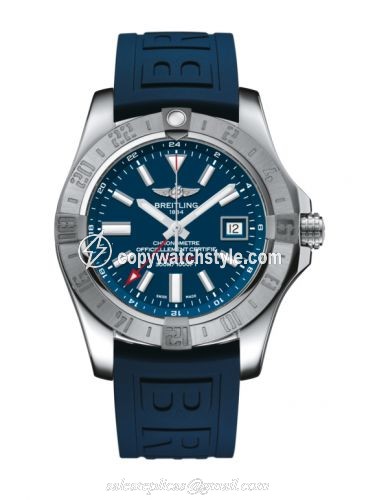 Breitling Avenger II GMT Stainless Steel / Mariner Blue / Rubber / Pin A32390111C1S2 Breitling Avenger II GMT Stainless Steel / Mariner Blue / Rubber / Pin A32390111C1S2