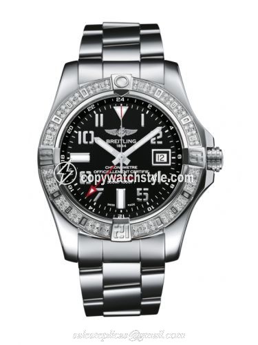 Breitling Avenger II GMT Stainless Steel / Diamond / Volcano Black / Bracelet A3239053.BC34.170A
