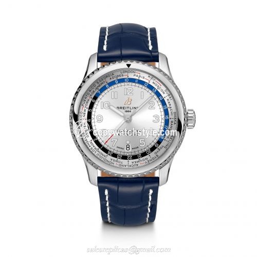 Breitling Navitimer 8 B35 Automatic Unitime 43 Stainless Steel / Silver / Blue Croco A3521U01G1P2 Breitling Navitimer 8 B35 Automatic Unitime 43 Stainless Steel / Silver / Blue Croco A3521U01G1P2