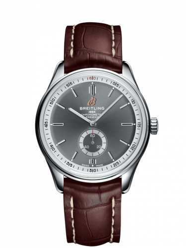Breitling Premier Automatic 40 Stainless Steel / Anthracite / Croco Brown / Folding A37340351B1P1 Breitling Premier Automatic 40 Stainless Steel / Anthracite / Croco Brown / Folding A37340351B1P1
