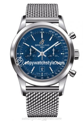 Breitling Transocean Chronograph 38 Blue / Milanese A4131012.C862.171A