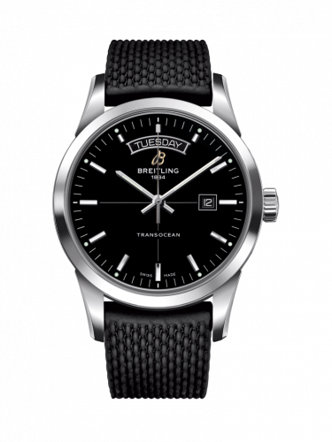 Breitling Transocean Day & Date Stainless Steel / Black / Rubber / Pin A4531012/BB69/278S/A20S.1 Breitling Transocean Day & Date Stainless Steel / Black / Rubber / Pin A4531012/BB69/278S/A20S.1