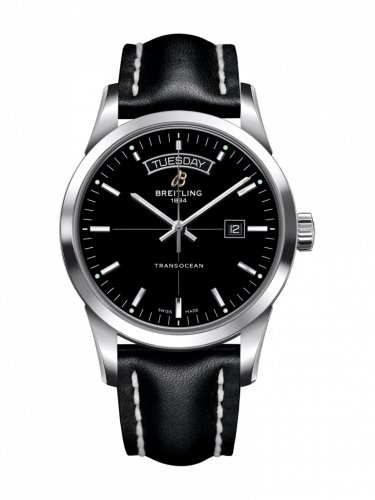 Breitling Transocean Day & Date Stainless Steel / Black / Calf / Folding A4531012/BB69/436X/A20D.1