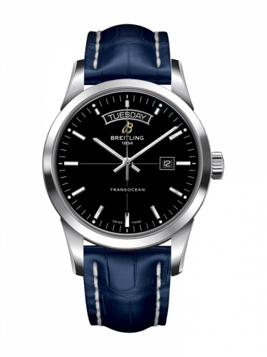 Breitling Transocean Day & Date Stainless Steel / Black / Croco / Pin A4531012/BB69/731P/A20BA.1 Breitling Transocean Day & Date Stainless Steel / Black / Croco / Pin A4531012/BB69/731P/A20BA.1